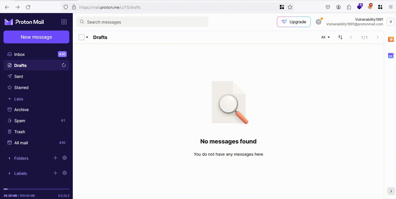PDF 上传导致存储的 XSS [ProtonMail 安全电子邮件]